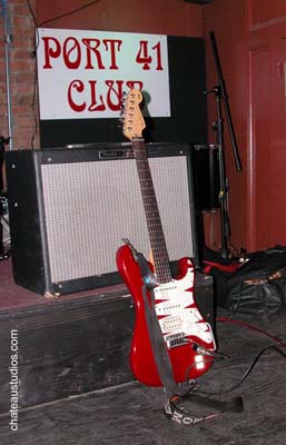 Matt Roman's guitar before going on stage at port 41